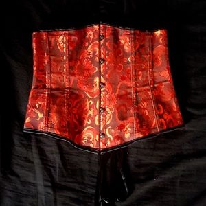 Red Brocade Underbust Corset Goth